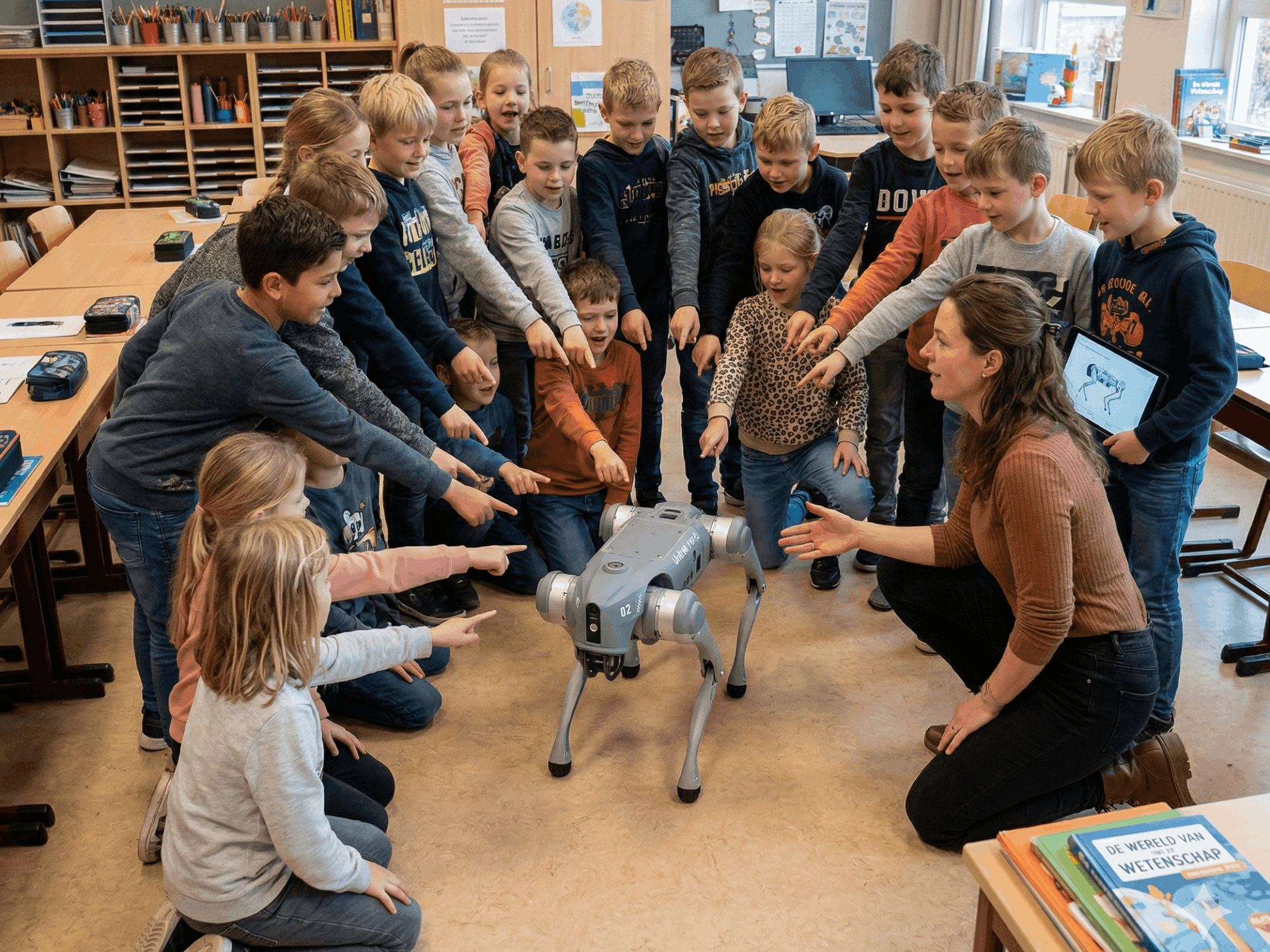 robot hond op school in de klas